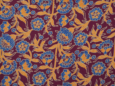 Dark Purple kalamkari Pure Cotton Fabric