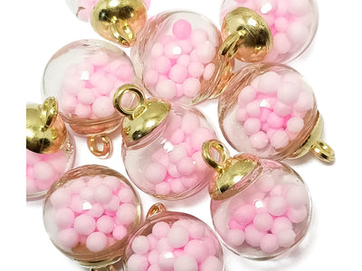 Pink Spherical Acrylic Beads With Hook