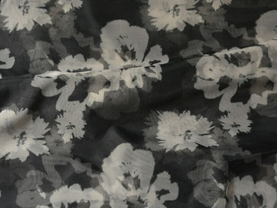 Black Floral Digital Printed Liquid Organza Fabric