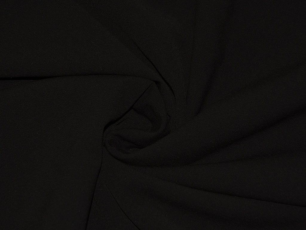 Jet Black Plain American Crepe Fabric