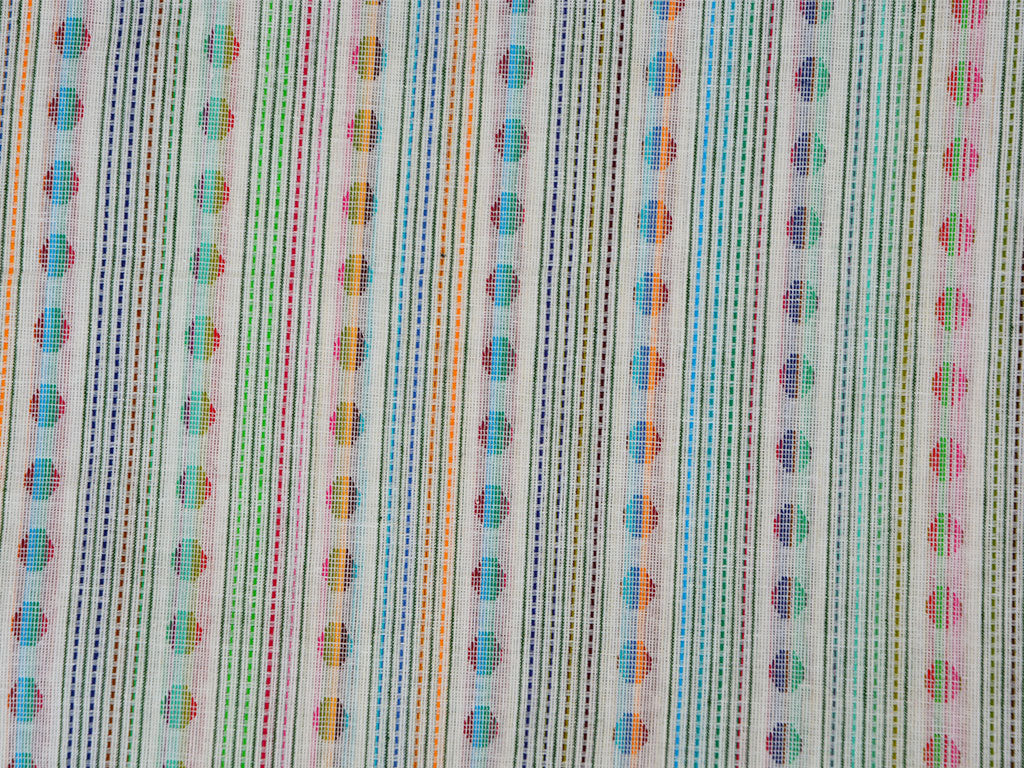 Multicolor Strips & Polka Dot Pattern Pure Cotton Jacquard Fabric