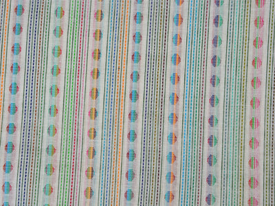 Multicolor Strips & Polka Dot Pattern Pure Cotton Jacquard Fabric