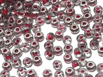 Flash Red Transparent Metallic Dual Tone Round Rocailles Glass Seed Beads