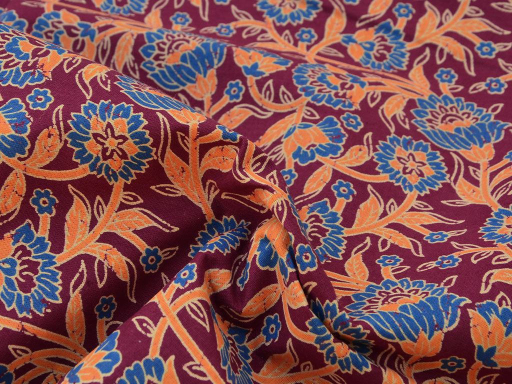 Dark Purple kalamkari Pure Cotton Fabric