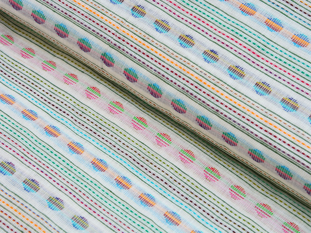 Multicolor Strips & Polka Dot Pattern Pure Cotton Jacquard Fabric