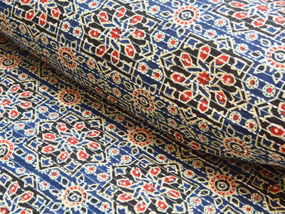 Royal Blue Floral Pure Cotton Kantha Fabric