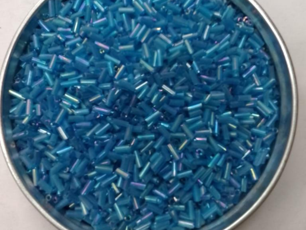 Blue Lustre Pipe Glass Seed Beads- 4.5 mm