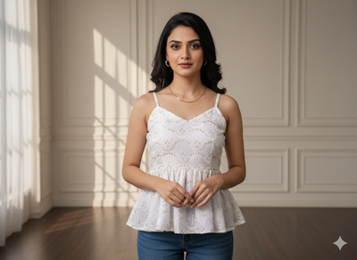 सफेद धातुई सेक्विन कढ़ाई मलाई साटन कपड़ा