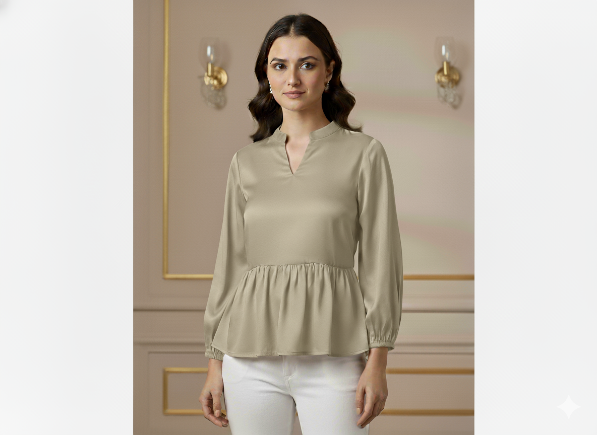 Pastel Light Olive Plain Malai Satin Fabric