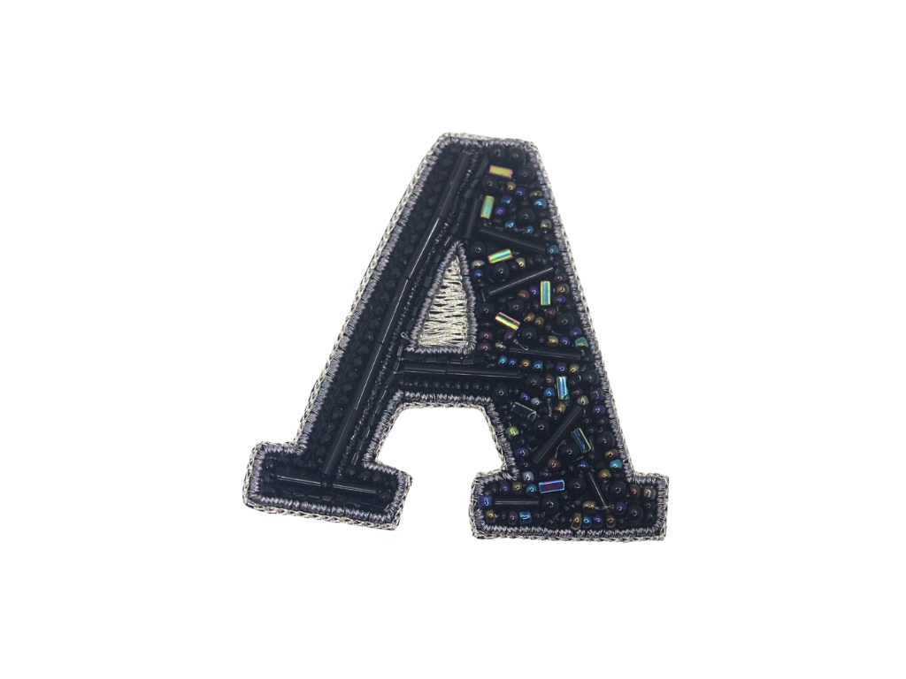 Black Embellished "A" Cutdana Handwork Patches