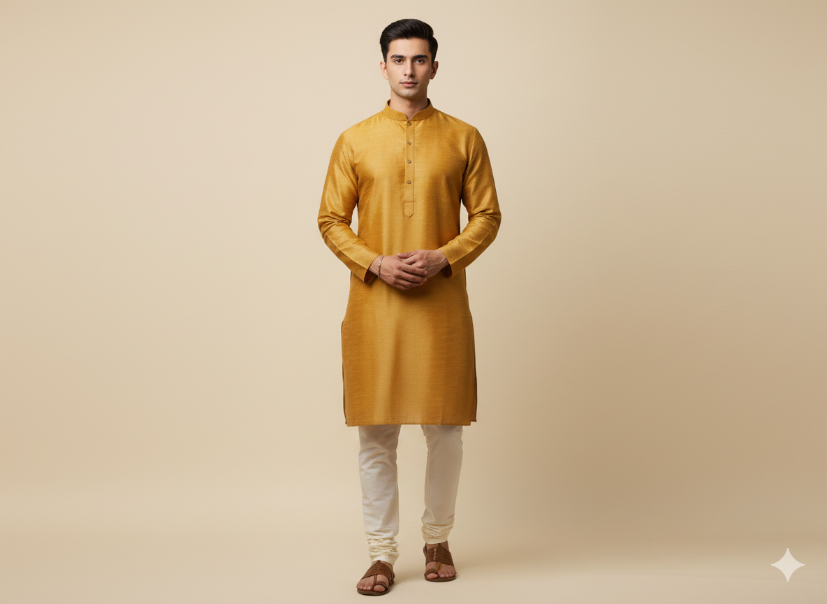 Orangish Yellow Plain Bangalore Raw Silk Fabric  (Wholesale)