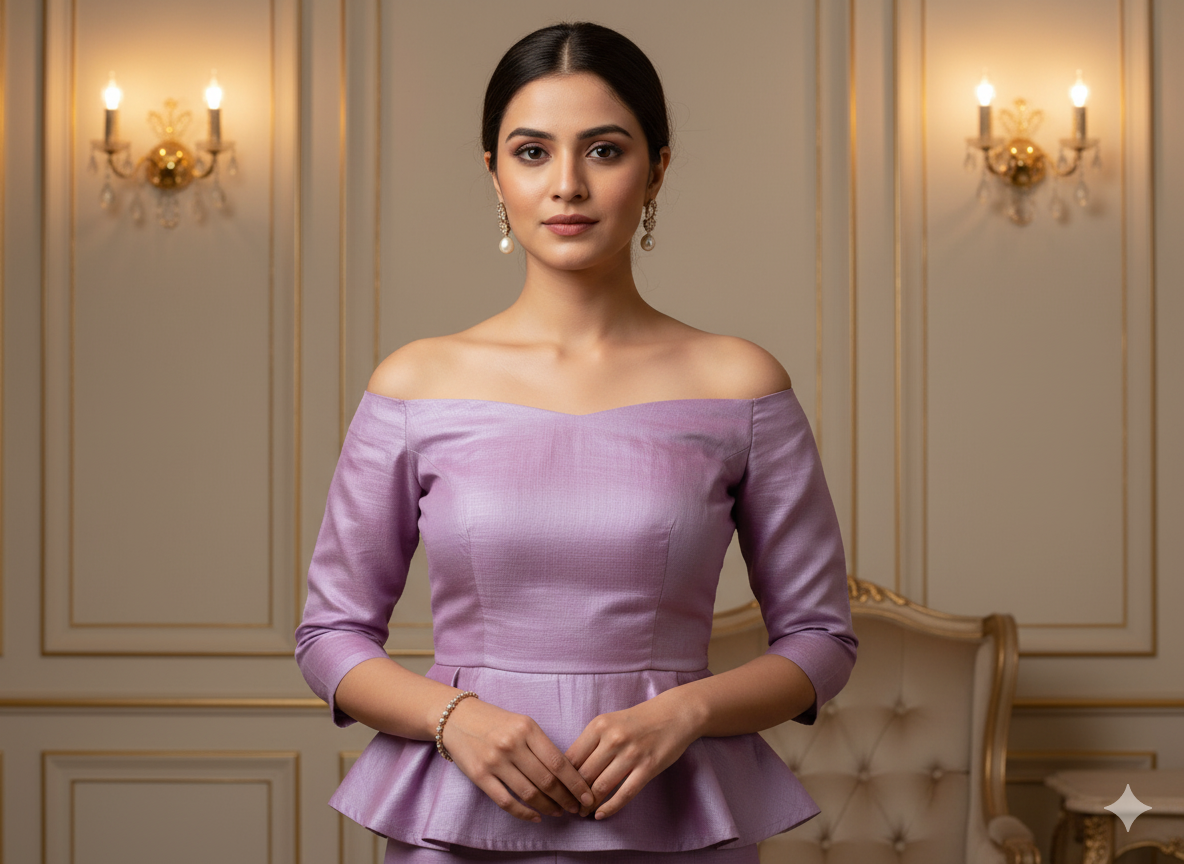 लैवेंडर सादा शुद्ध विस्कोस गाजी सिल्क कपड़ा