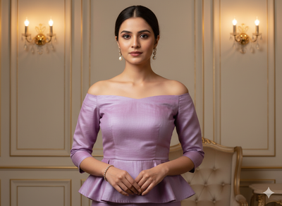 लैवेंडर सादा शुद्ध विस्कोस गाजी सिल्क कपड़ा