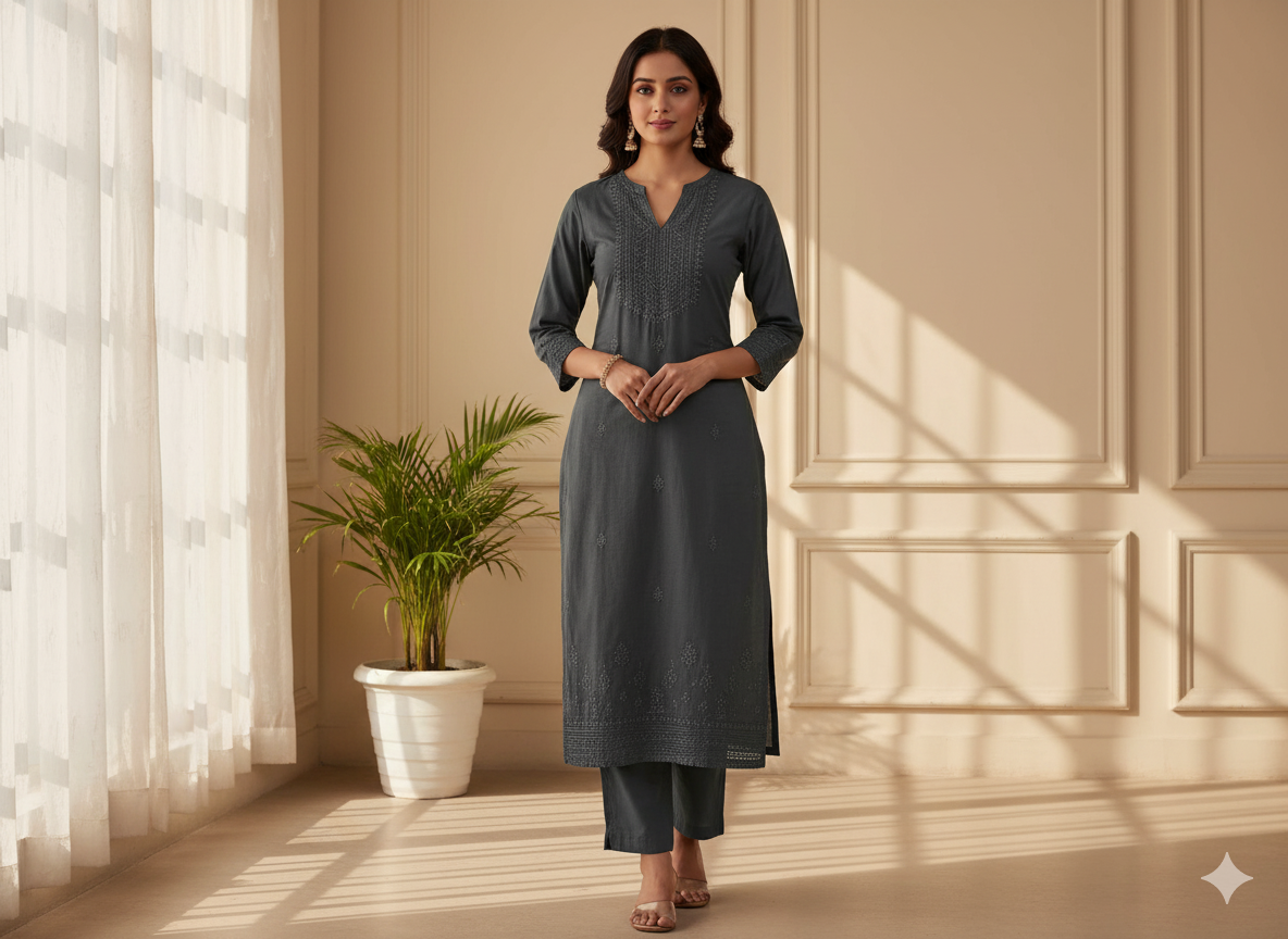 गहरे भूरे रंग का सादा ग्लेज्ड कॉटन कपड़ा (थोक)