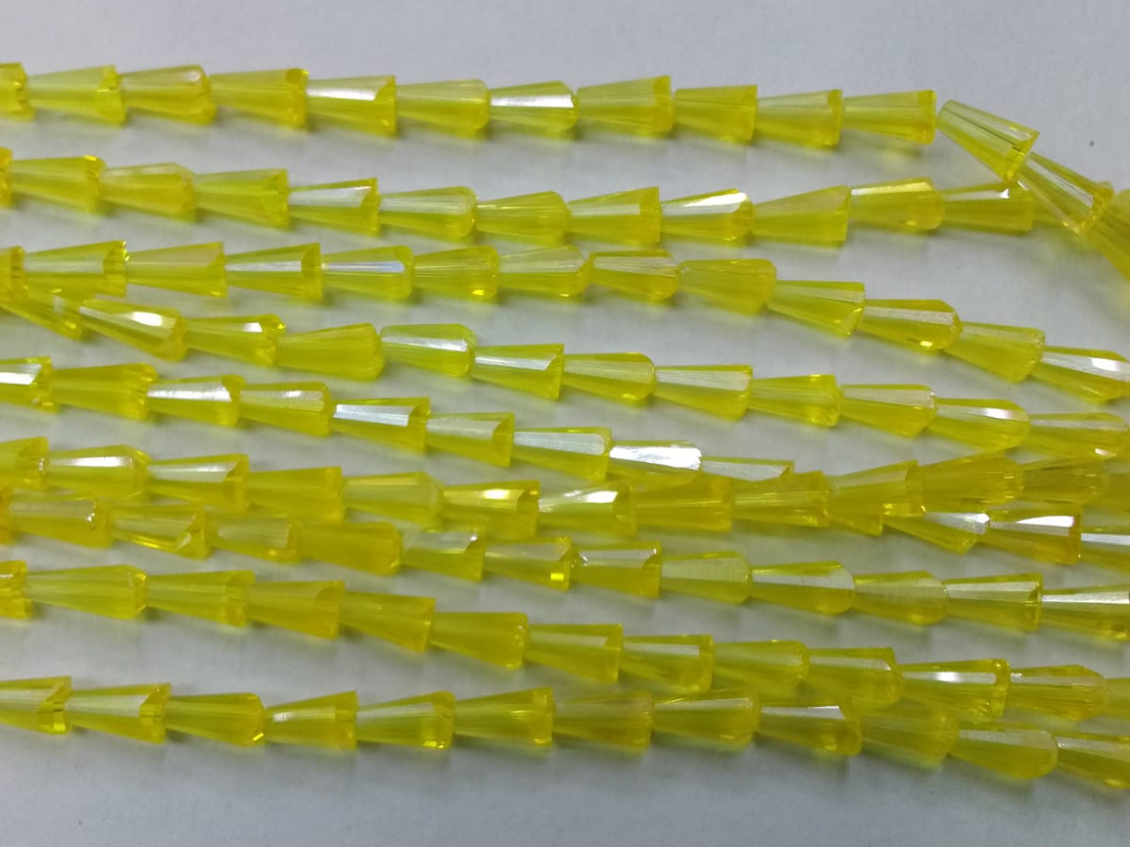 Neon Yellow Conical Crystal Glass Beads (Wholesale)