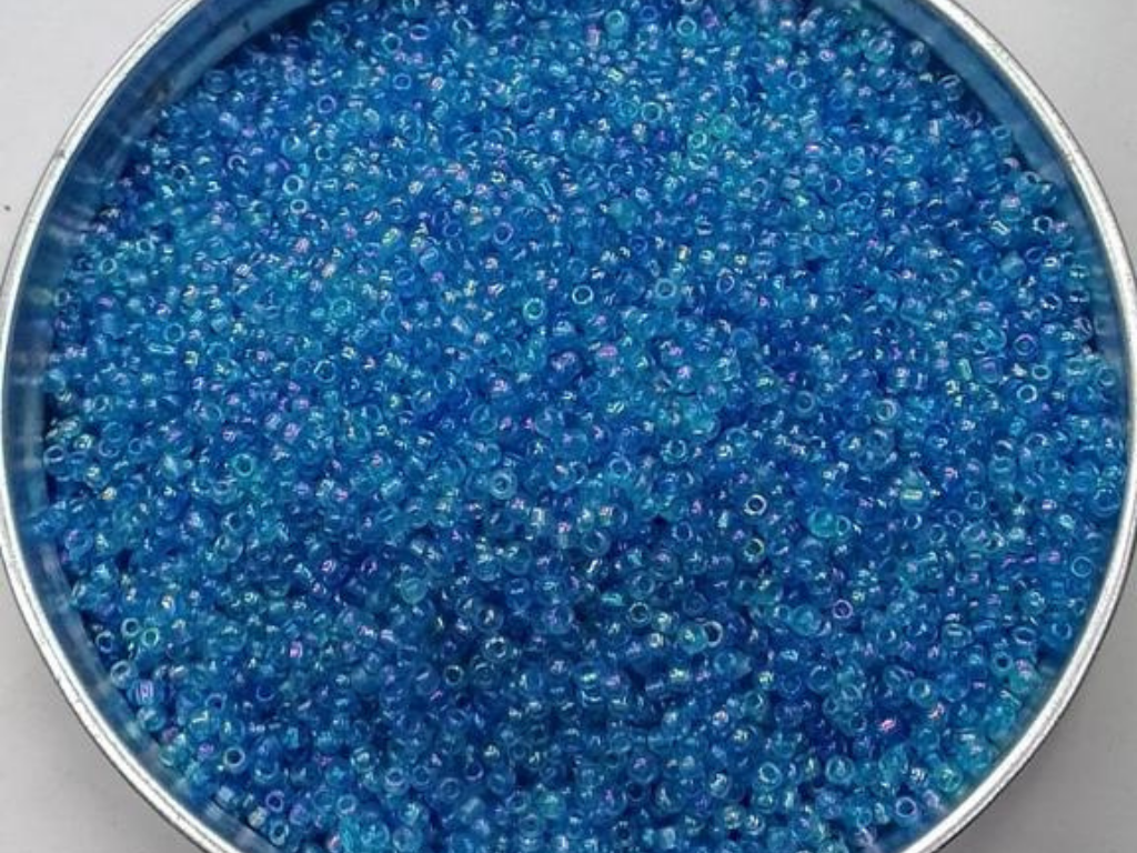 Blue Transparent Lustre Round Rocaille Glass Seed Beads- 2 mm