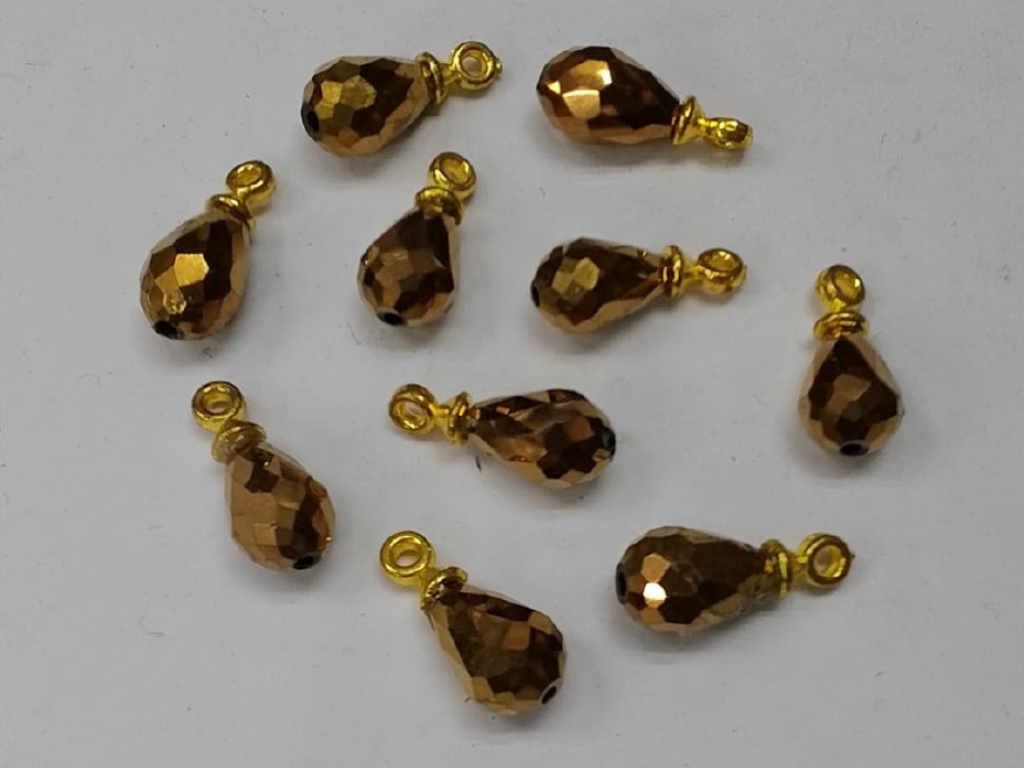 Golden Faceted Drop Plastic Loreal Beads