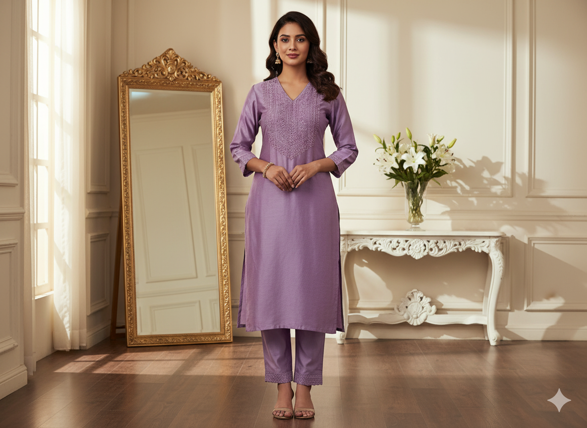 लैवेंडर सादा शुद्ध विस्कोस गाजी सिल्क कपड़ा