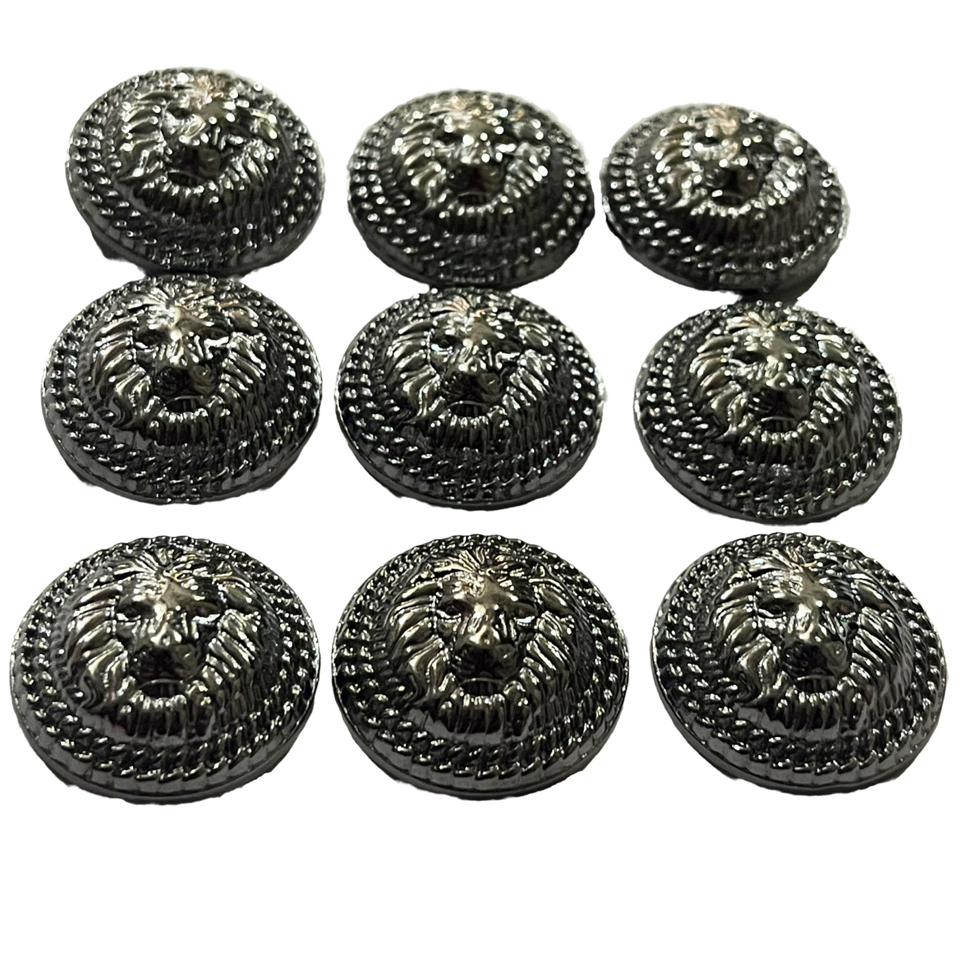 Gray Color Lion Face Shape 1 Hole Designer Round Metal Buttons