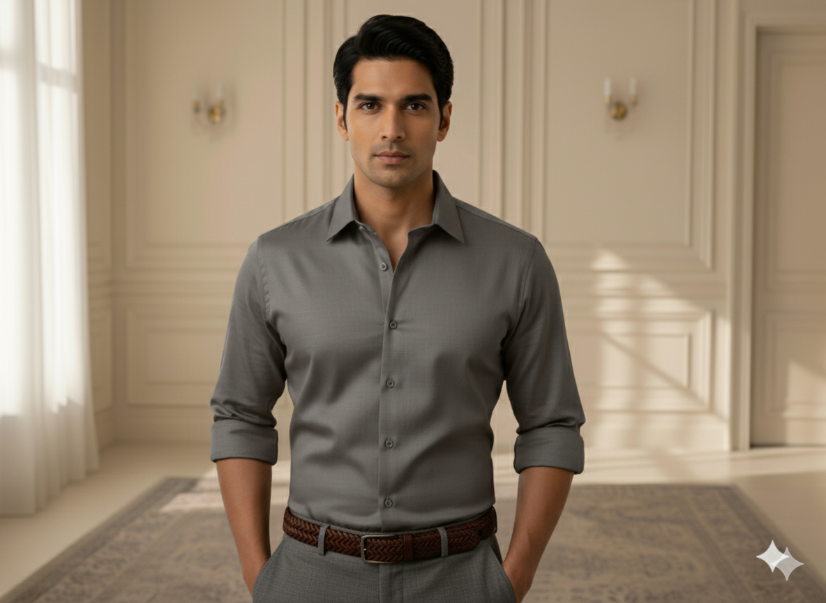 गहरे भूरे रंग का सादा ग्लेज्ड कॉटन कपड़ा