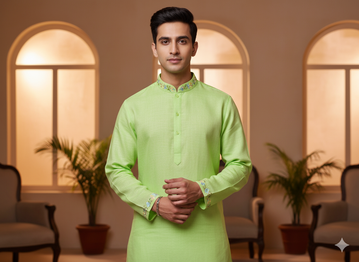 स्प्रिंग ग्रीन शुद्ध लिनन कपड़ा - 60 ली