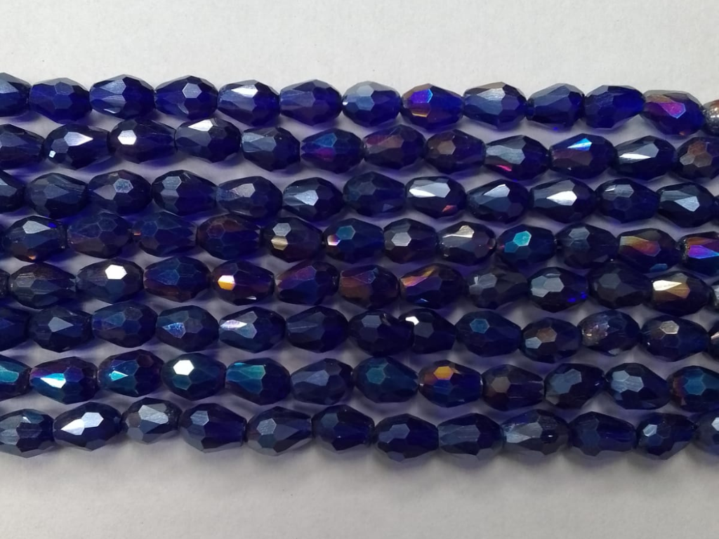 Navy Blue Drop Crystal Glass Beads (Wholesale)