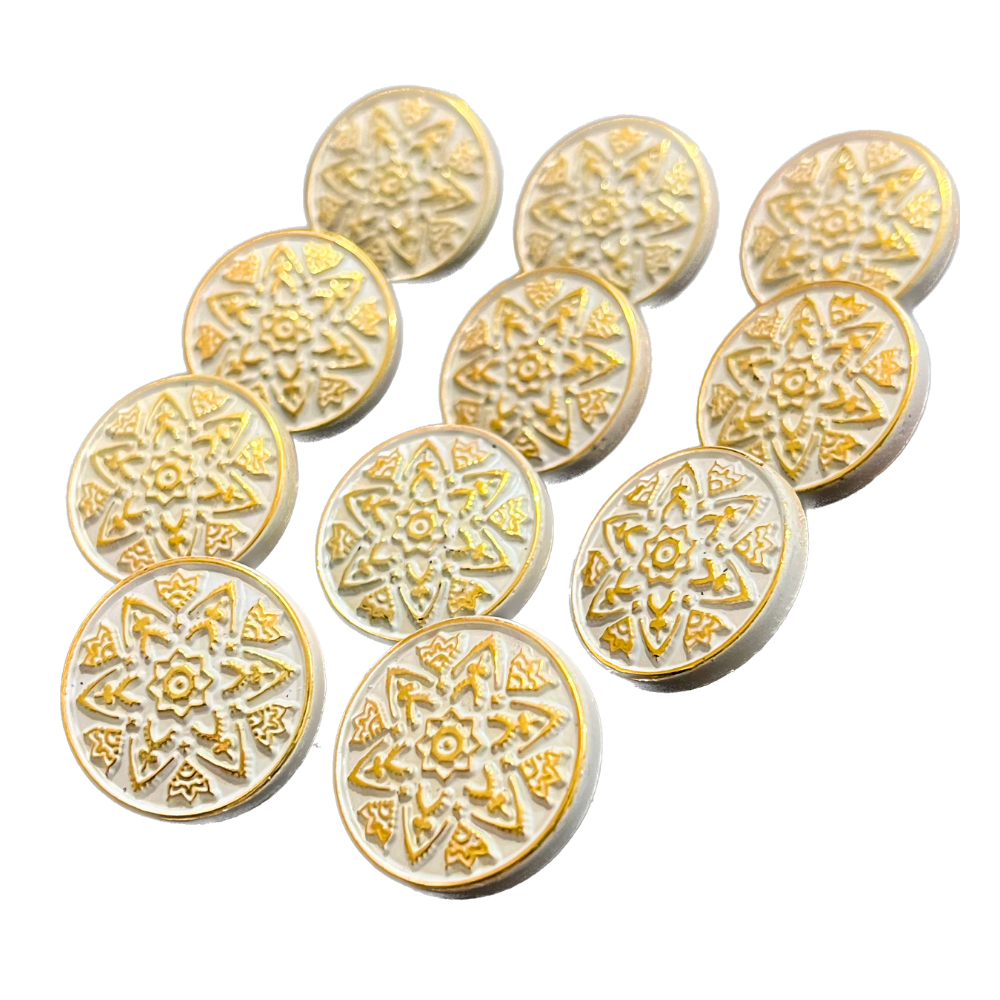 Golden Floral Circular Metal Buttons