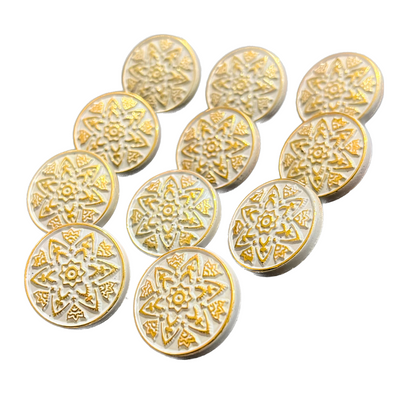 Golden Floral Circular Metal Buttons