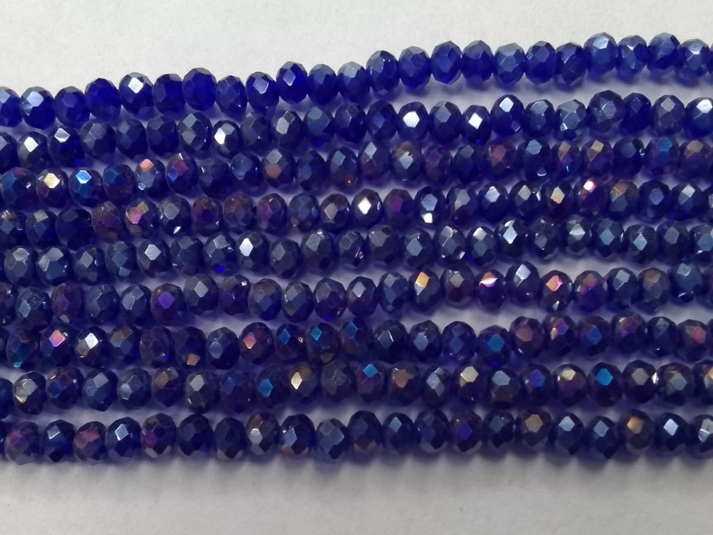 Dark Blue Tyre Crystal Glass Beads