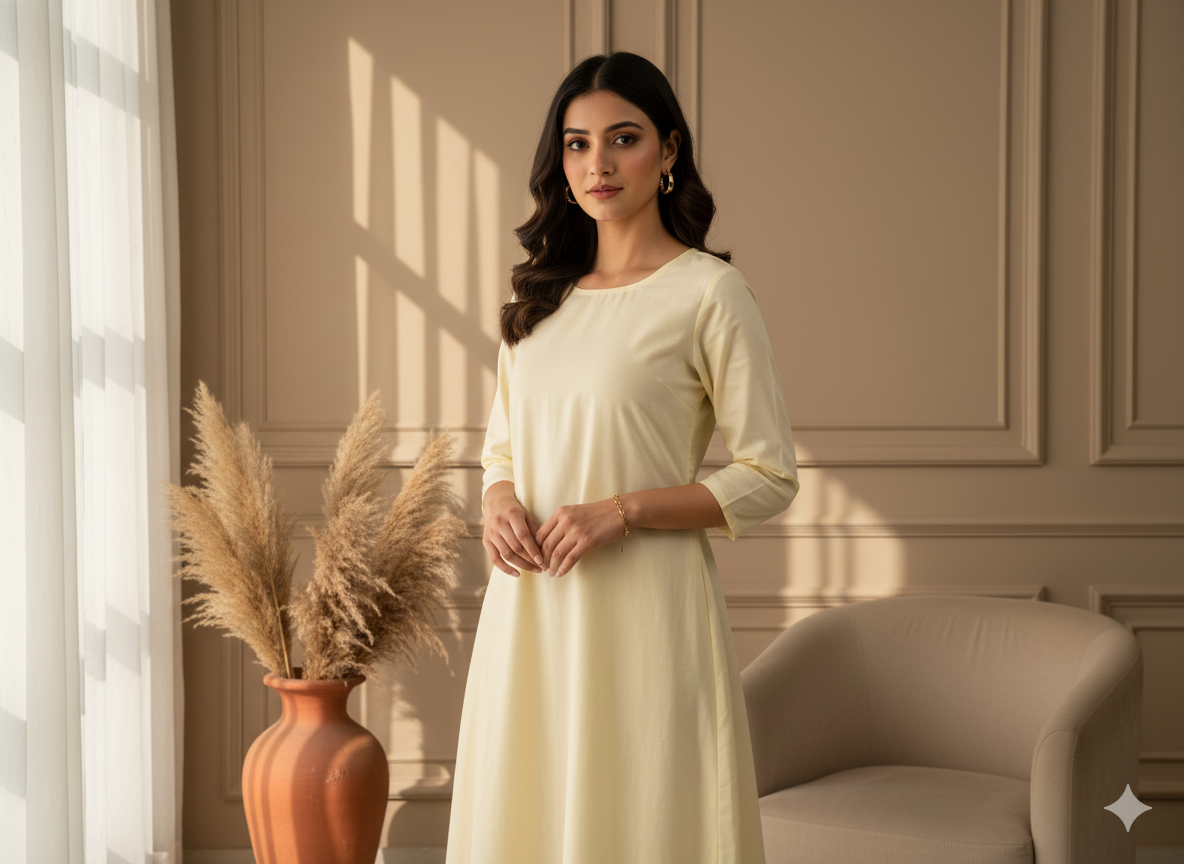 Cream Plain 100% Pure Mul Mul Cotton