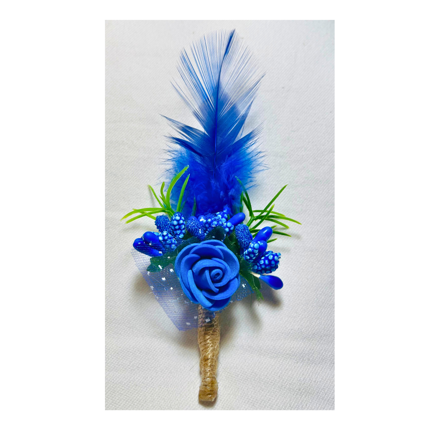 Blue Faux Feather Flower Brooch ( Wholesale )