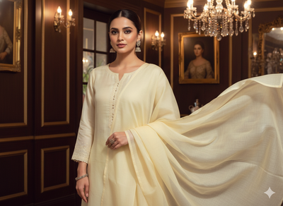 Cream Plain 100% Pure Mul Mul Cotton