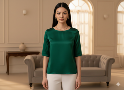 Dark Green Plain Malai Satin Fabric