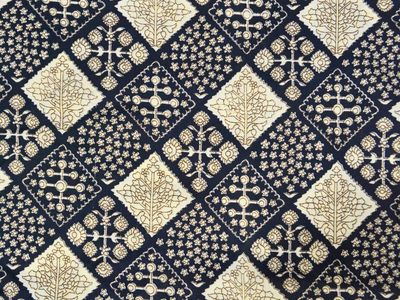 Dark Navy Blue Diamond Digitally Printed Butter Crepe Fabric