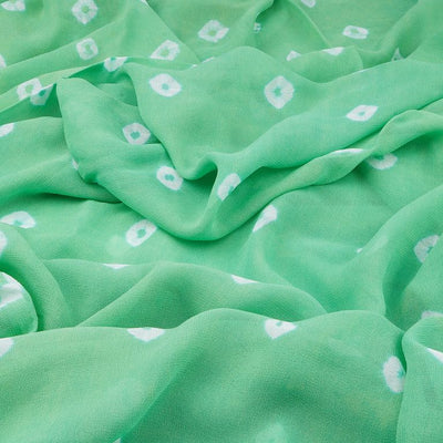 Green Bandhini Tie and Dye Pure Viscose Georgette Fabric