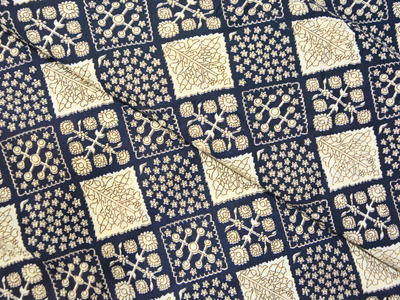 Dark Navy Blue Diamond Digitally Printed Butter Crepe Fabric