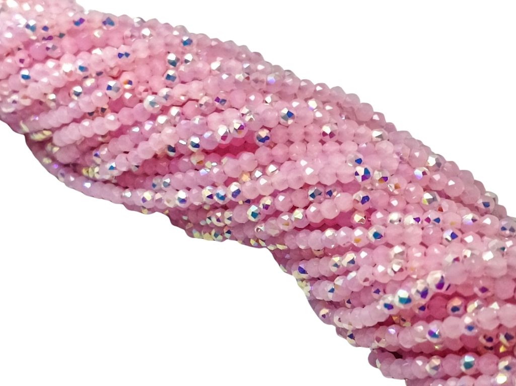 Pink Rainbow Opaque Hydro Tyre / Rondelle Crystal Glass Beads