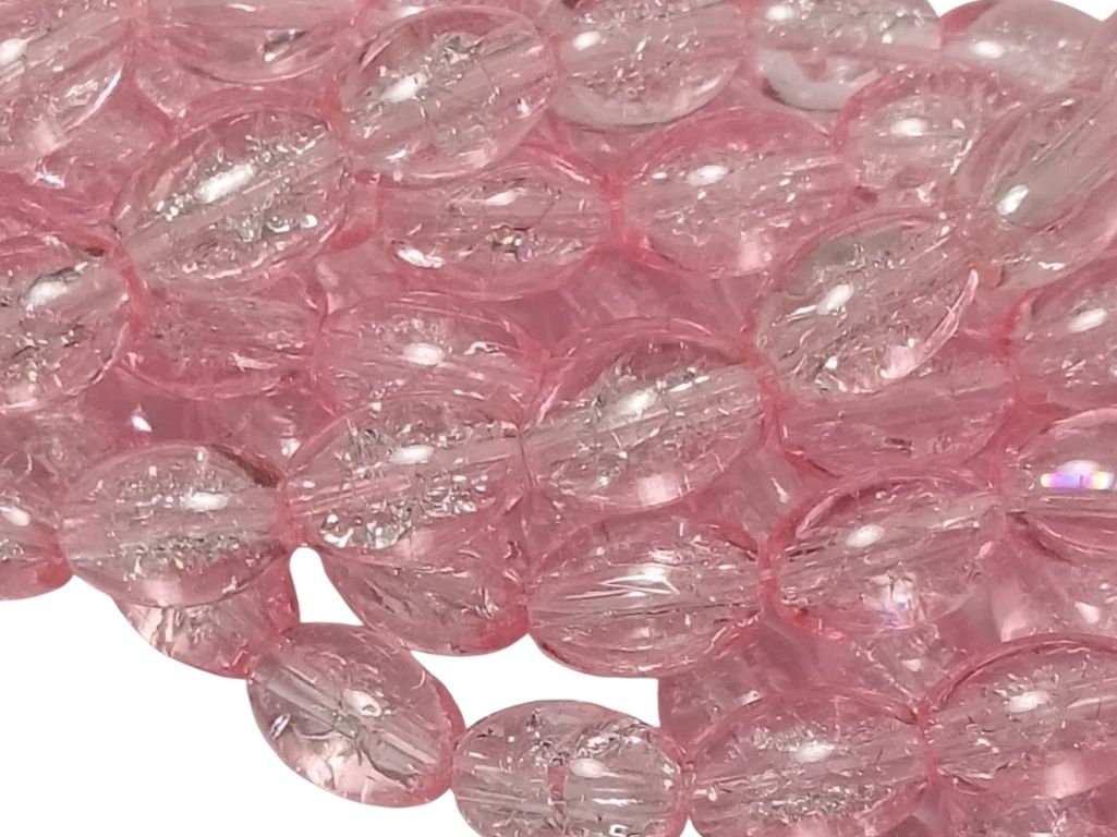 Peach Oval Crackle Designer Glass Beads