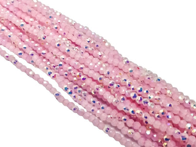 Pink Rainbow Opaque Hydro Tyre / Rondelle Crystal Glass Beads