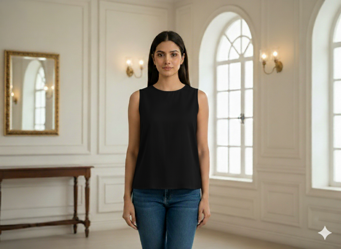 जेट ब्लैक प्लेन ग्लेज्ड कॉटन फ़ैब्रिक