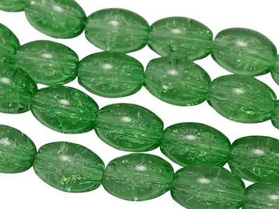 Dark Green Oval Crackle Designer Glass Beads
