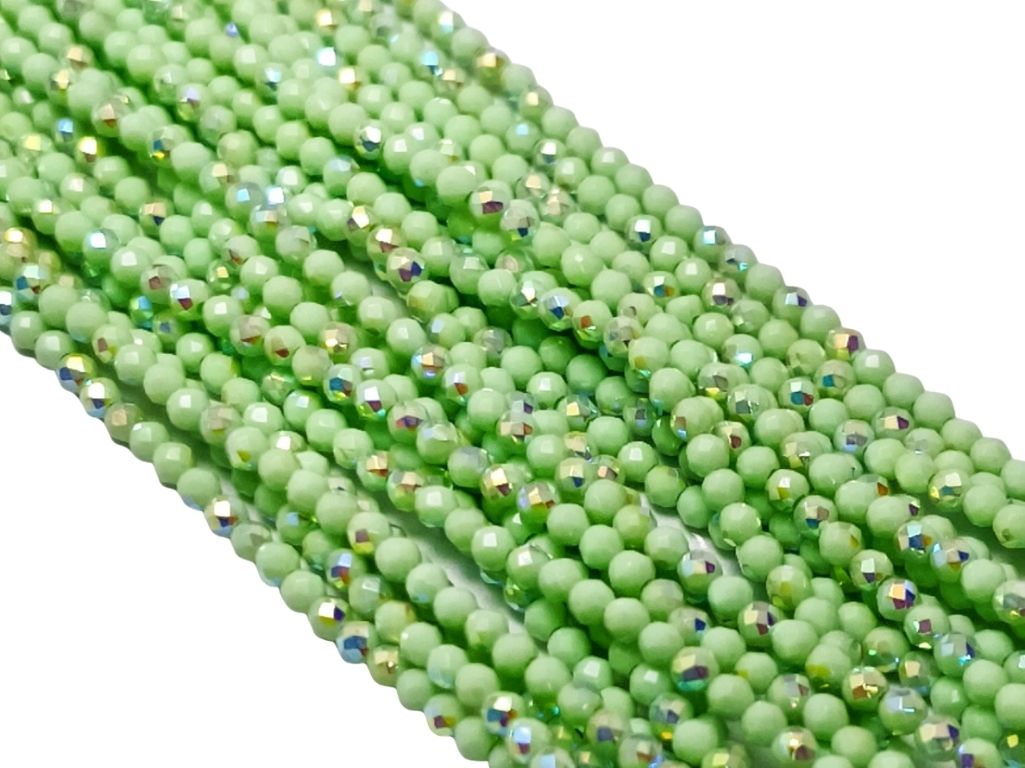 Green Rainbow Opaque Hydro Tyre / Rondelle Crystal Glass Beads