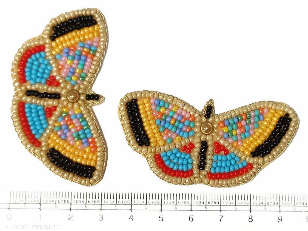 Multicolor Butterfly Beaded Applique Motifs