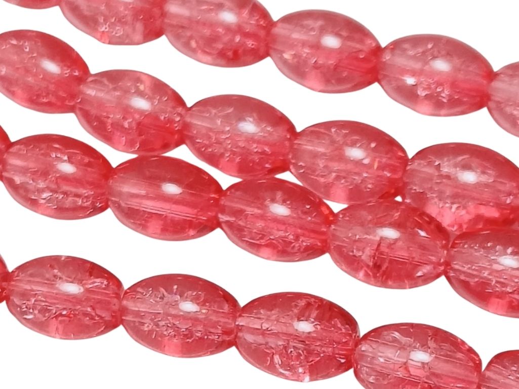 Red Oval Crackle Designer Glass Beads