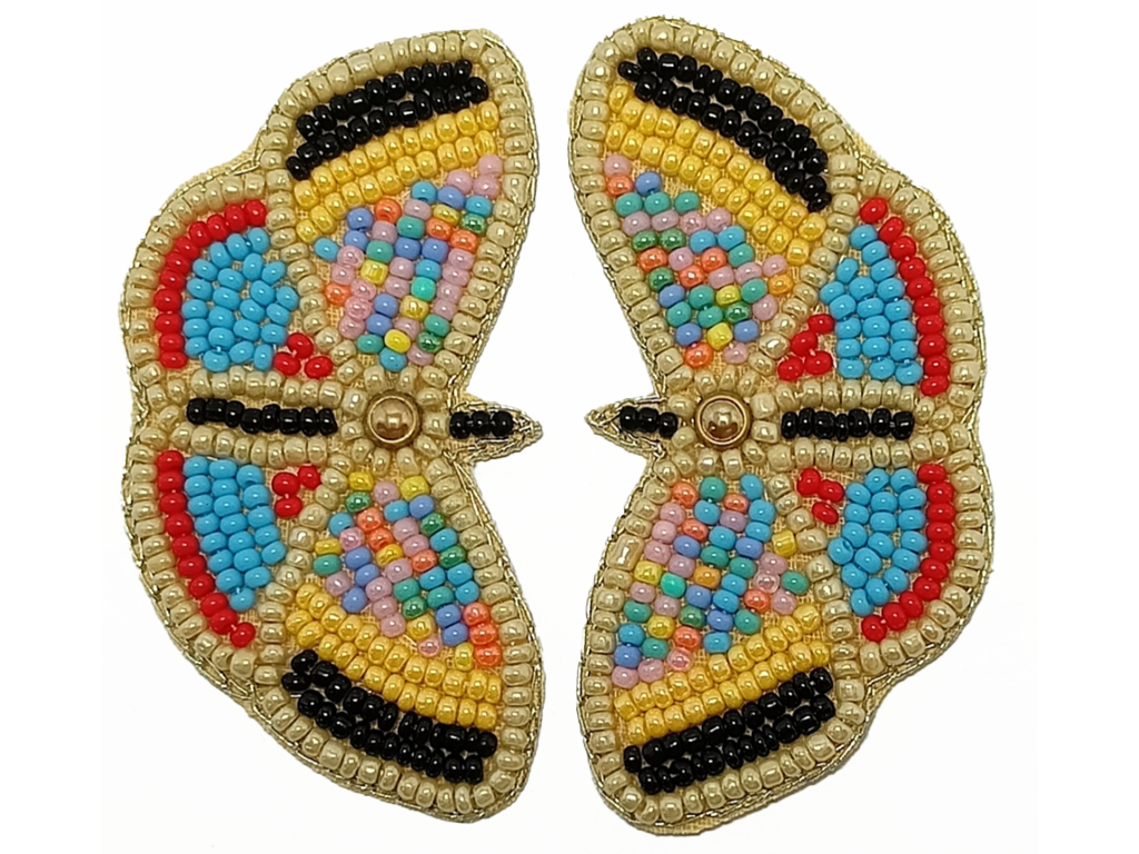 Multicolor Butterfly Beaded Applique Motifs