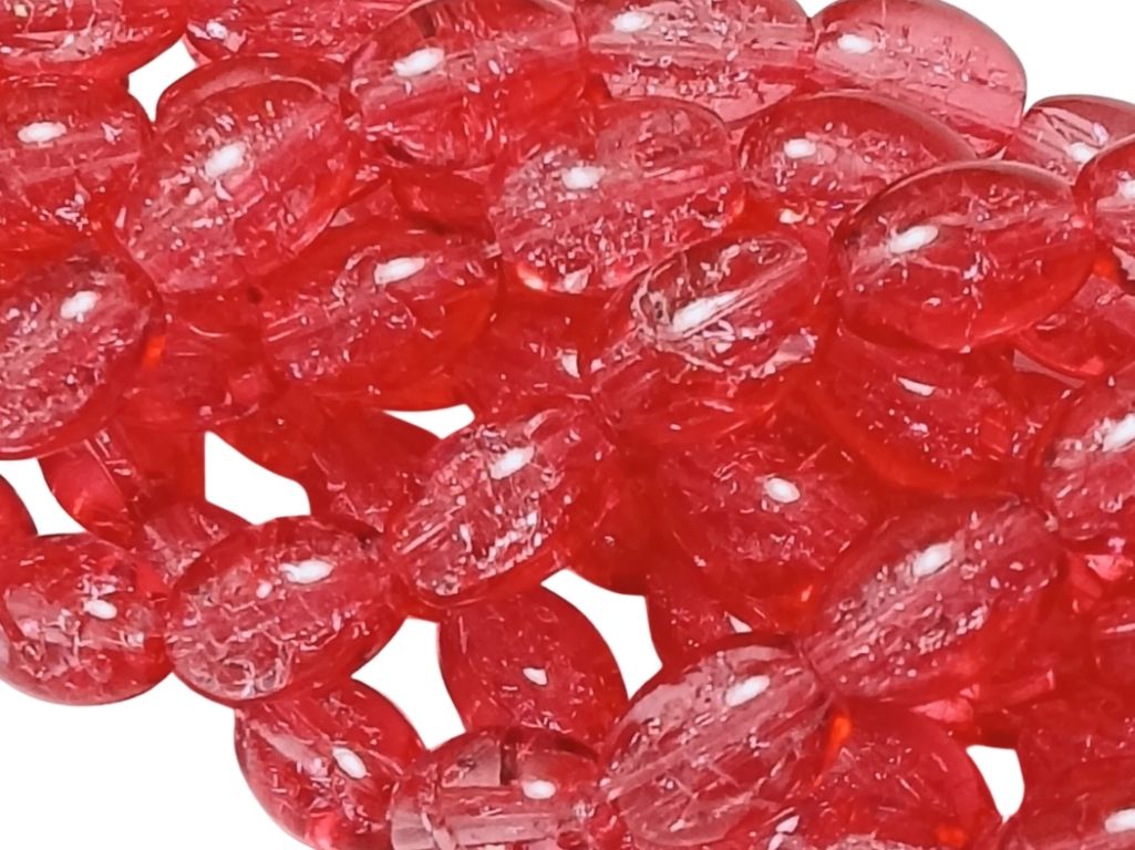 Red Oval Crackle Designer Glass Beads