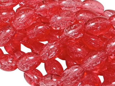 Red Oval Crackle Designer Glass Beads