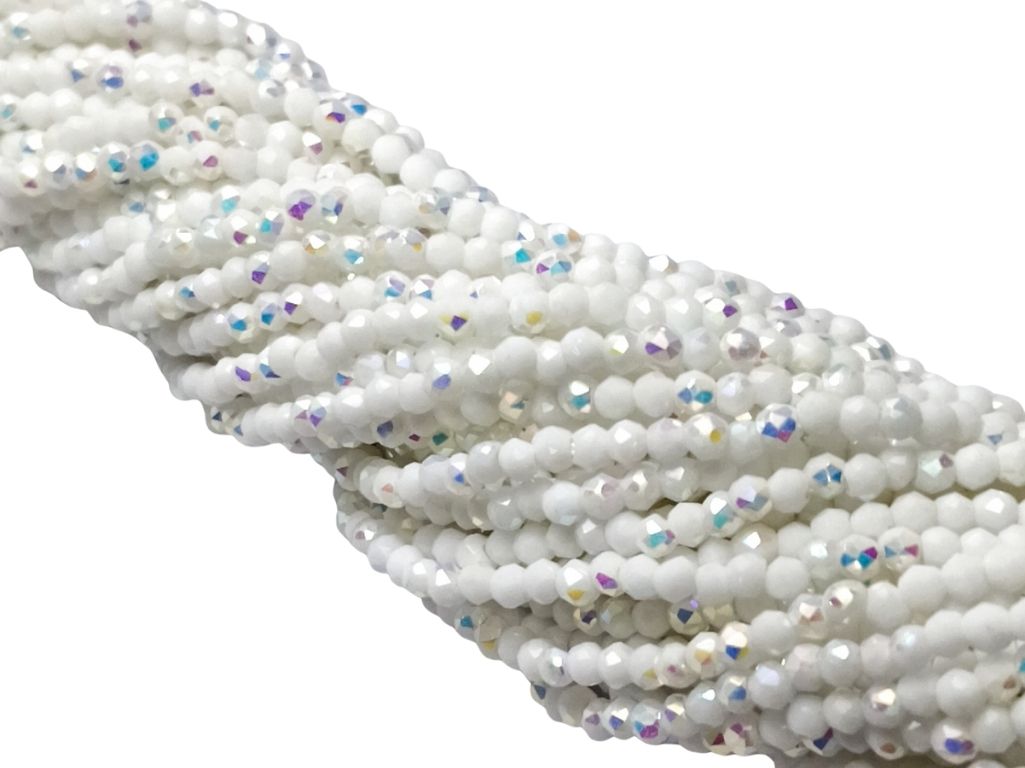 White Rainbow Opaque Hydro Tyre / Rondelle Crystal Glass Beads