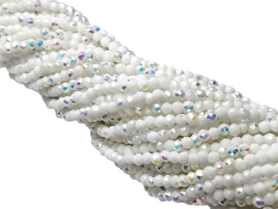 White Rainbow Opaque Hydro Tyre / Rondelle Crystal Glass Beads