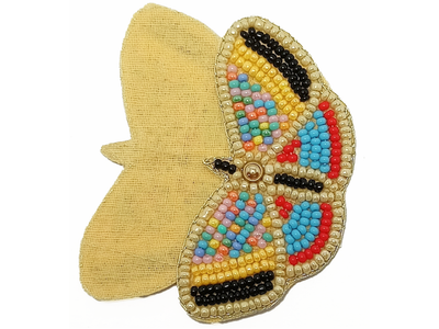 Multicolor Butterfly Beaded Applique Motifs